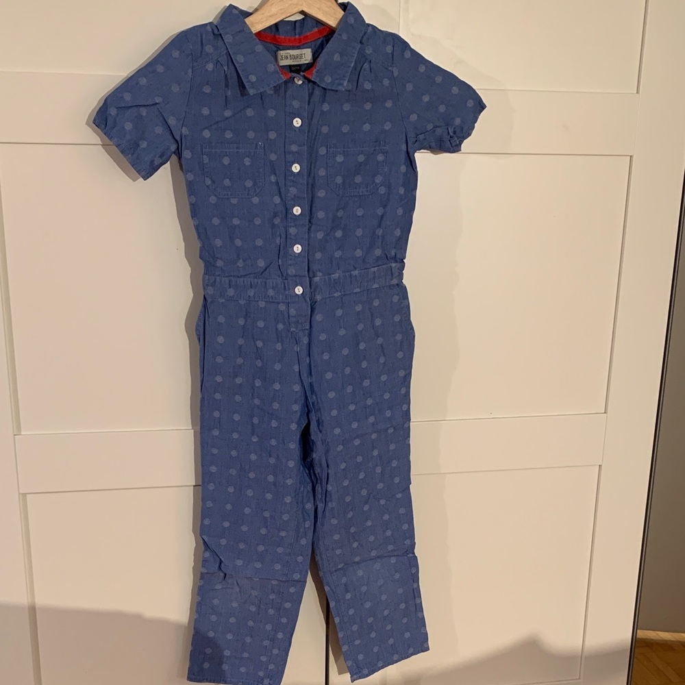 Jean Bourget Blue Polka Dot Kids Jumpsuit